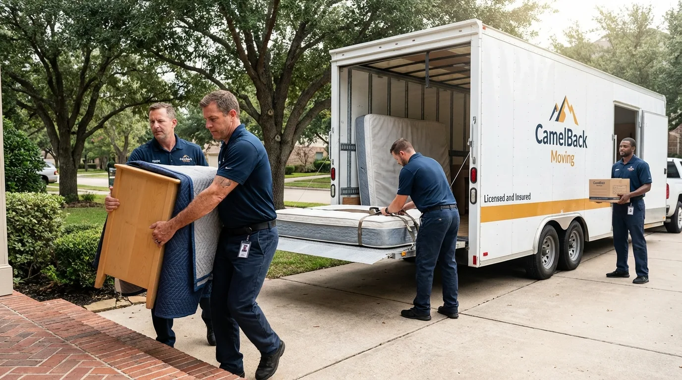 Crew loading residential truck for cross-state move from Lukachukai, AZ