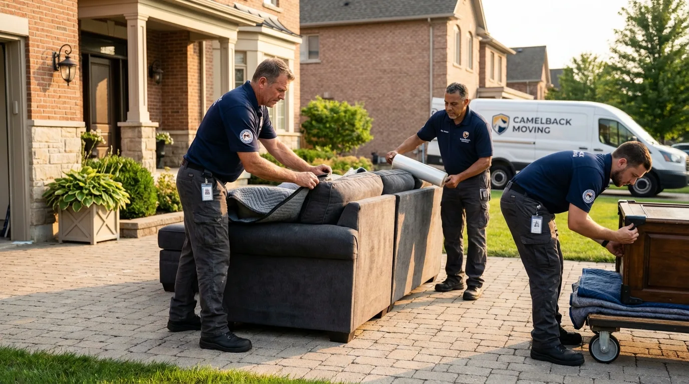 Large estate moving crew wrapping furniture in Lukachukai, AZ